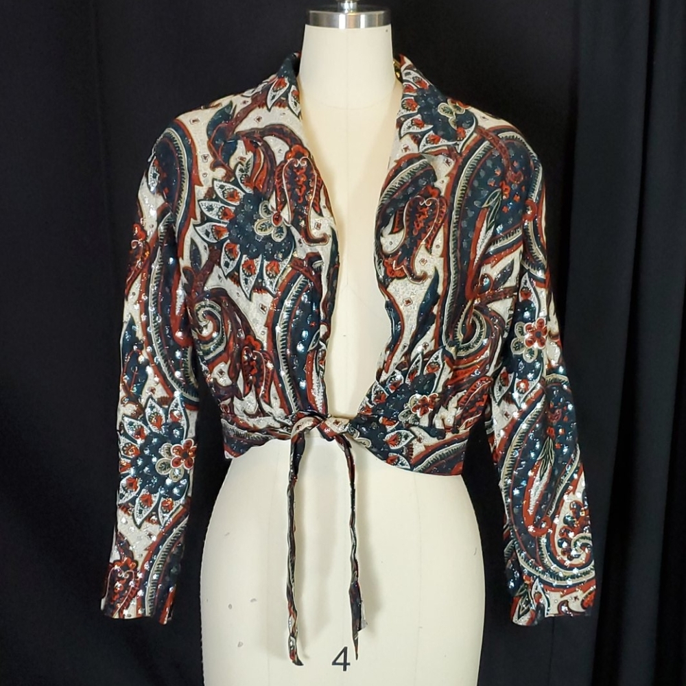 Vtg Toni Todd open front shirt, M? L?, paisley